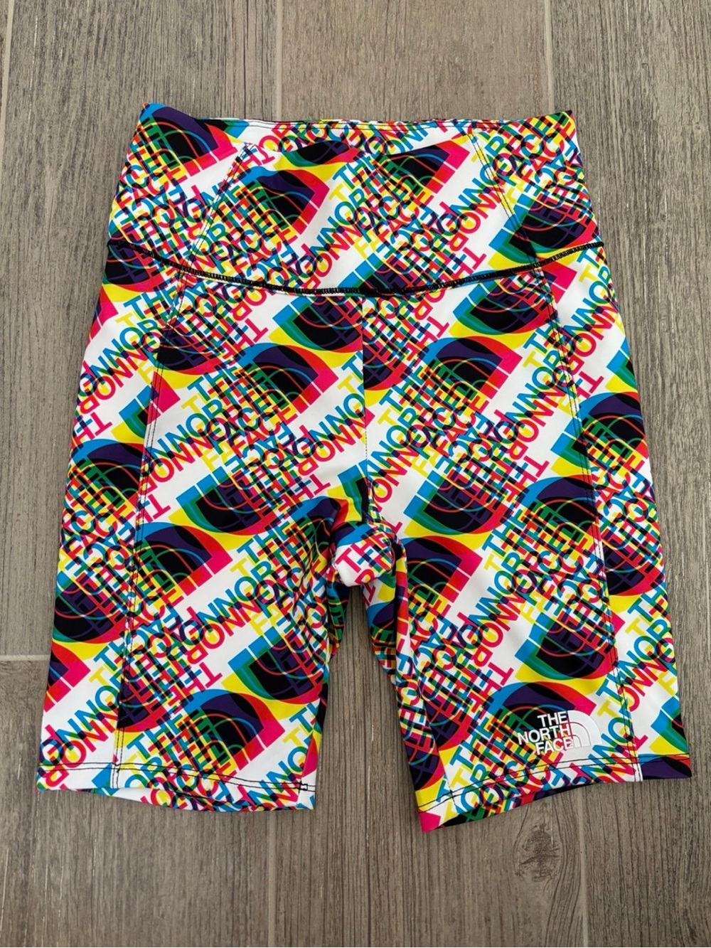 The North Face Rainbow Multicolor Logo-Print Biker Shorts